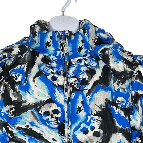 ERL Blue Skull Padded Puffer Jacket with Hood | L - Picture 8 of 13